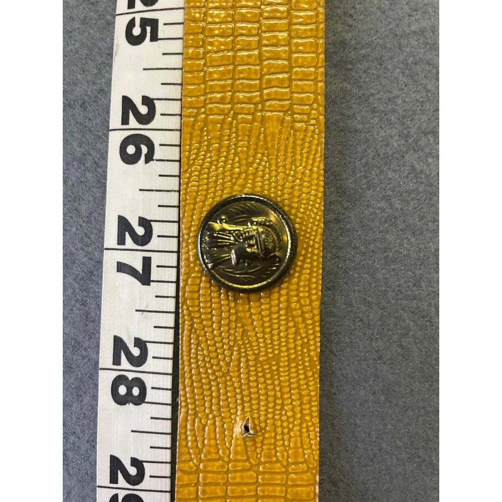 Vintage Mustard Yellow Croc Embossed Belt with Gold Coin Medallions Women Medium